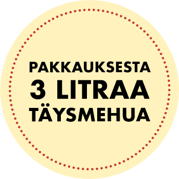Pakkauksessa 3 litraa täysmehua