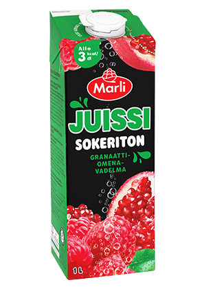 Marli Juissi Sokeriton Granaattiomena-vadelma mehujuoma 1L